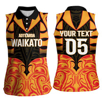 Custom Aotearoa Waikato Women Sleeveless Polo Shirt Maori Pattern New Zealand - Polynesian Pride
