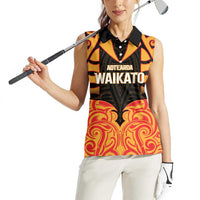 Custom Aotearoa Waikato Women Sleeveless Polo Shirt Maori Pattern New Zealand - Polynesian Pride