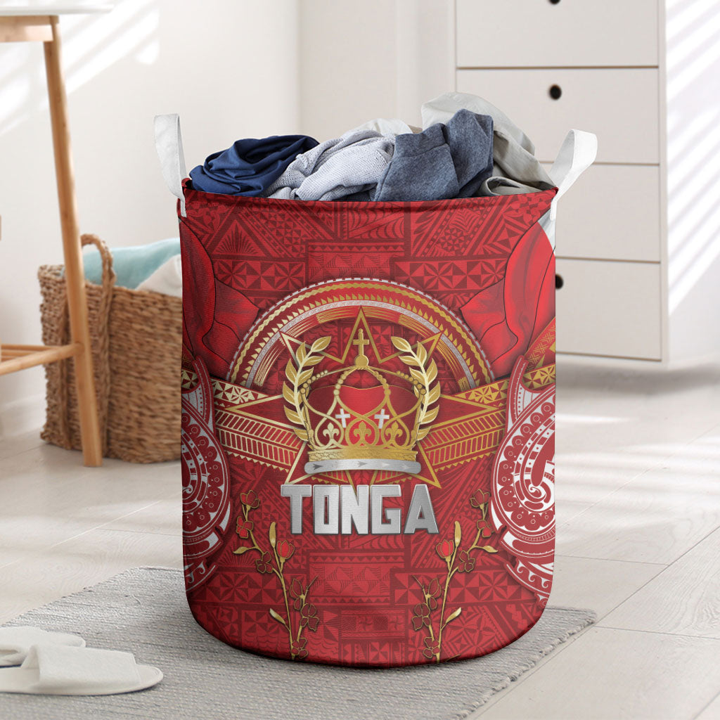 Tonga King's Birthday Laundry Basket Gold Royal Crown Tribal Patterns DT05 Red - Polynesian Pride