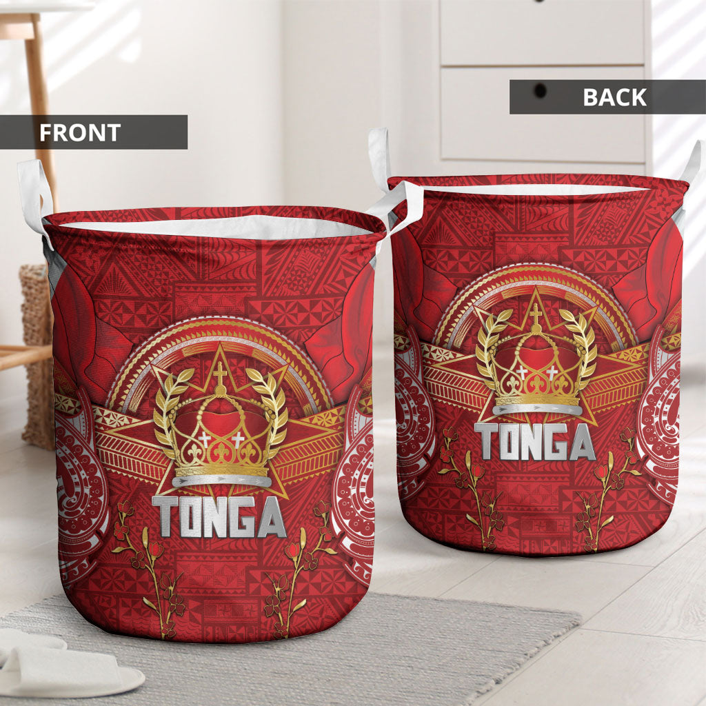 Tonga King's Birthday Laundry Basket Gold Royal Crown Tribal Patterns DT05 - Polynesian Pride