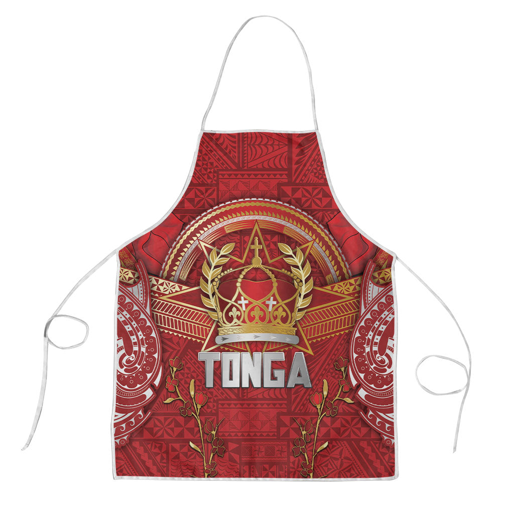 Tonga King's Birthday Apron Gold Royal Crown Tribal Patterns DT05 Red - Polynesian Pride