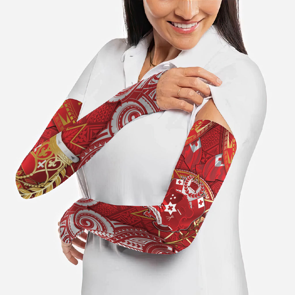Tonga King's Birthday Arm Sleeves Gold Royal Crown Tribal Patterns DT05 - Polynesian Pride