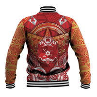 Tonga King's Birthday Baseball Jacket Gold Royal Crown Tribal Patterns DT05 - Polynesian Pride