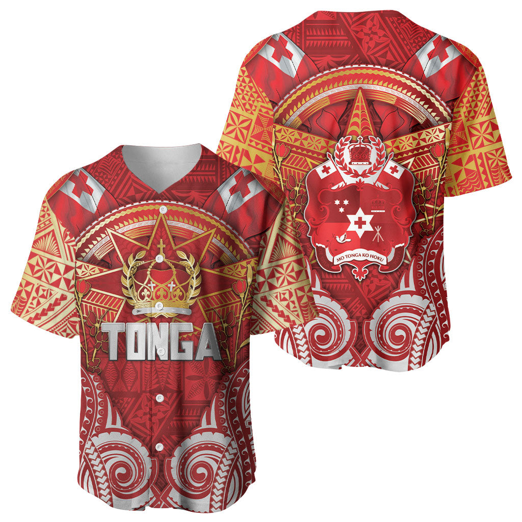 Tonga King's Birthday Baseball Jersey Gold Royal Crown Tribal Patterns DT05 - Polynesian Pride
