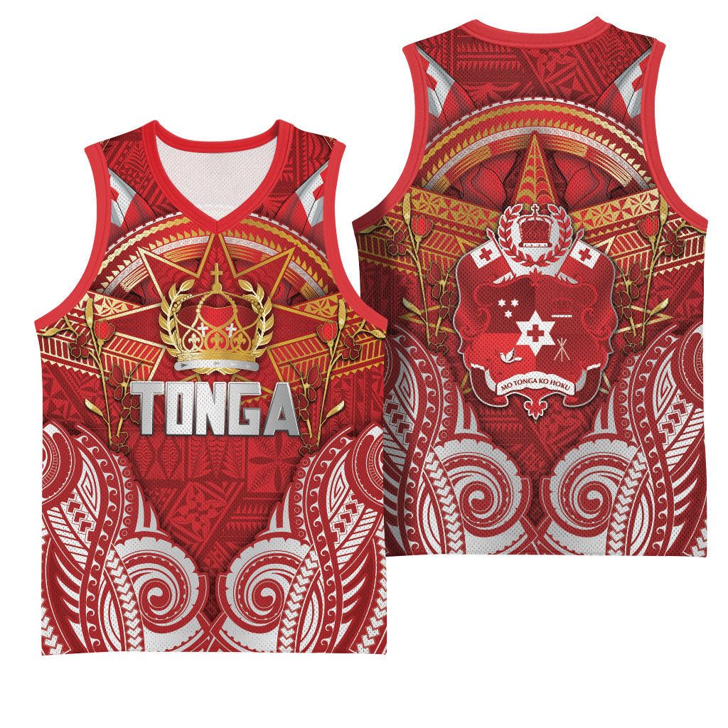 Tonga King's Birthday Basketball Jersey Gold Royal Crown Tribal Patterns DT05 - Polynesian Pride