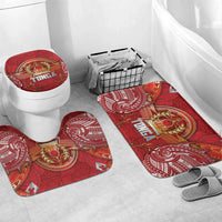 Tonga King's Birthday Bathroom Set Gold Royal Crown Tribal Patterns DT05 Mat Set Only (3 pcs) One Size Red - Polynesian Pride