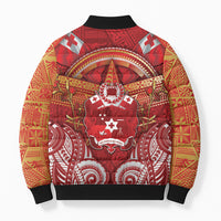 Tonga King's Birthday Bomber Puffer Jacket Gold Royal Crown Tribal Patterns DT05 - Polynesian Pride