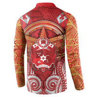 Tonga King's Birthday Button Sweatshirt Gold Royal Crown Tribal Patterns DT05 - Polynesian Pride