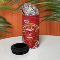 Tonga King's Birthday 4 in 1 Can Cooler Tumbler Gold Royal Crown Tribal Patterns DT05 - Polynesian Pride