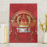 Tonga King's Birthday Canvas Wall Art Gold Royal Crown Tribal Patterns DT05 Without Frame Red - Polynesian Pride