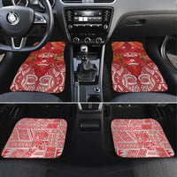 Tonga King's Birthday Car Mats Gold Royal Crown Tribal Patterns DT05 Set 4pcs Red - Polynesian Pride