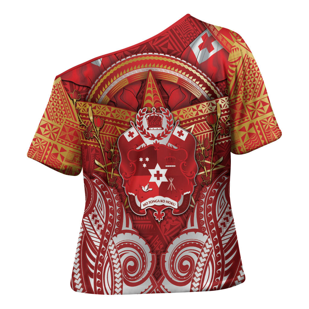 Tonga King's Birthday Cross Shoulder Shirt Gold Royal Crown Tribal Patterns DT05 - Polynesian Pride