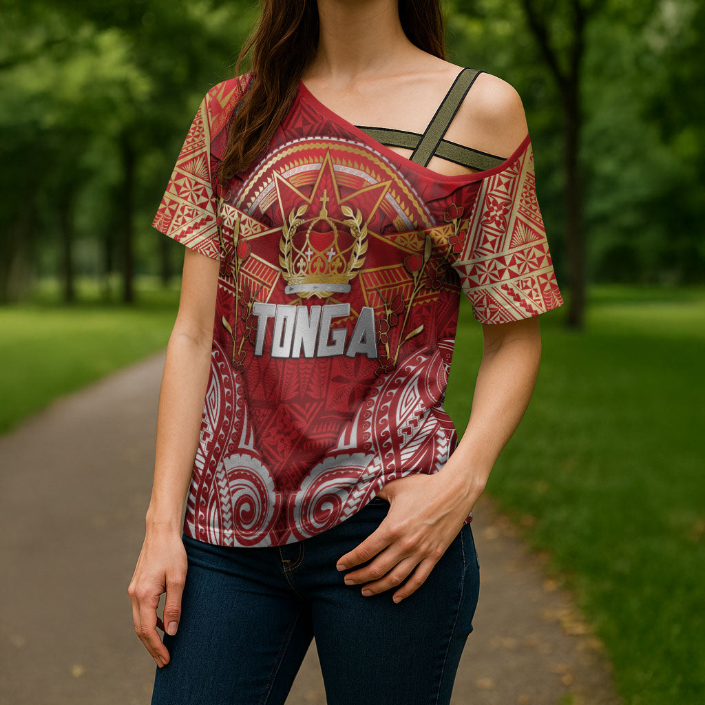 Tonga King's Birthday Cross Shoulder Shirt Gold Royal Crown Tribal Patterns DT05 - Polynesian Pride