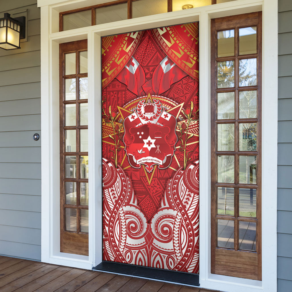 Tonga King's Birthday Door Cover Gold Royal Crown Tribal Patterns DT05 - Polynesian Pride