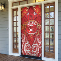 Tonga King's Birthday Door Cover Gold Royal Crown Tribal Patterns DT05 - Polynesian Pride