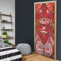 Tonga King's Birthday Door Cover Gold Royal Crown Tribal Patterns DT05 - Polynesian Pride