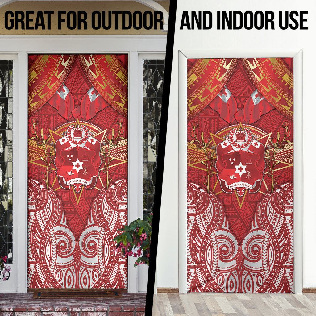 Tonga King's Birthday Door Cover Gold Royal Crown Tribal Patterns DT05 - Polynesian Pride