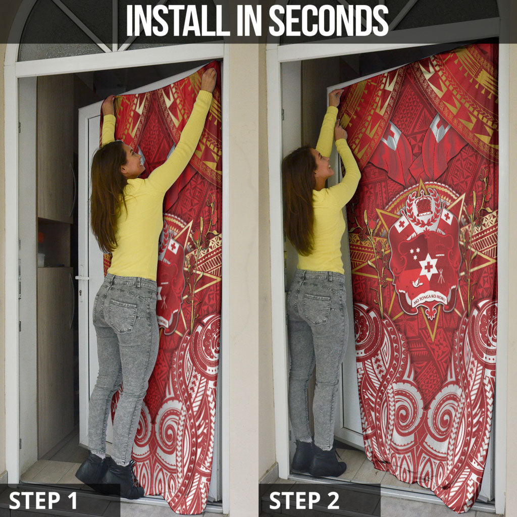 Tonga King's Birthday Door Cover Gold Royal Crown Tribal Patterns DT05 - Polynesian Pride