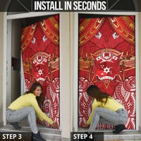 Tonga King's Birthday Door Cover Gold Royal Crown Tribal Patterns DT05 - Polynesian Pride