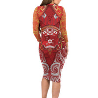 Tonga King's Birthday Family Matching Long Sleeve Bodycon Dress and Hawaiian Shirt Gold Royal Crown Tribal Patterns DT05 - Polynesian Pride