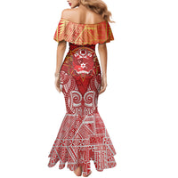 Tonga King's Birthday Family Matching Mermaid Dress and Hawaiian Shirt Gold Royal Crown Tribal Patterns DT05 - Polynesian Pride