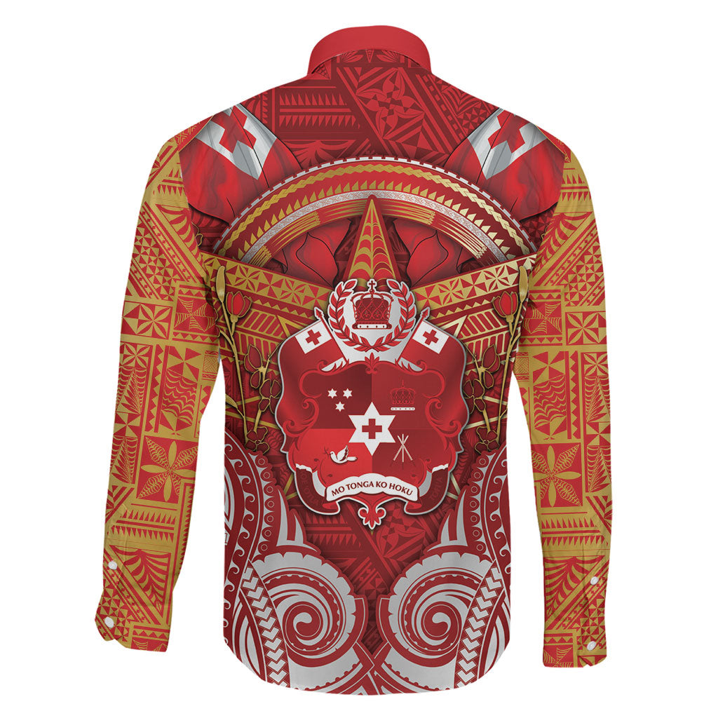 Tonga King's Birthday Family Matching Off The Shoulder Long Sleeve Dress and Hawaiian Shirt Gold Royal Crown Tribal Patterns DT05 - Polynesian Pride