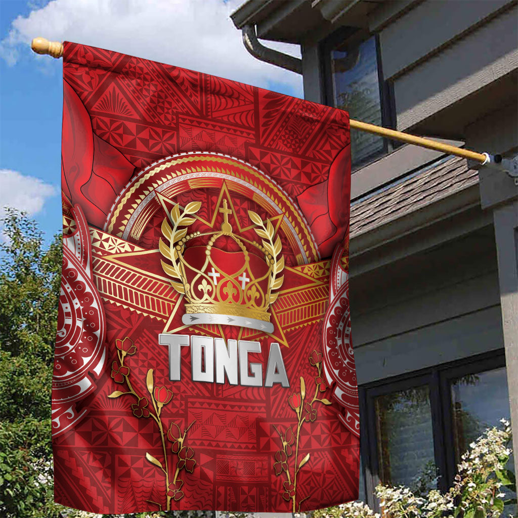 Tonga King's Birthday Garden Flag Gold Royal Crown Tribal Patterns DT05 - Polynesian Pride