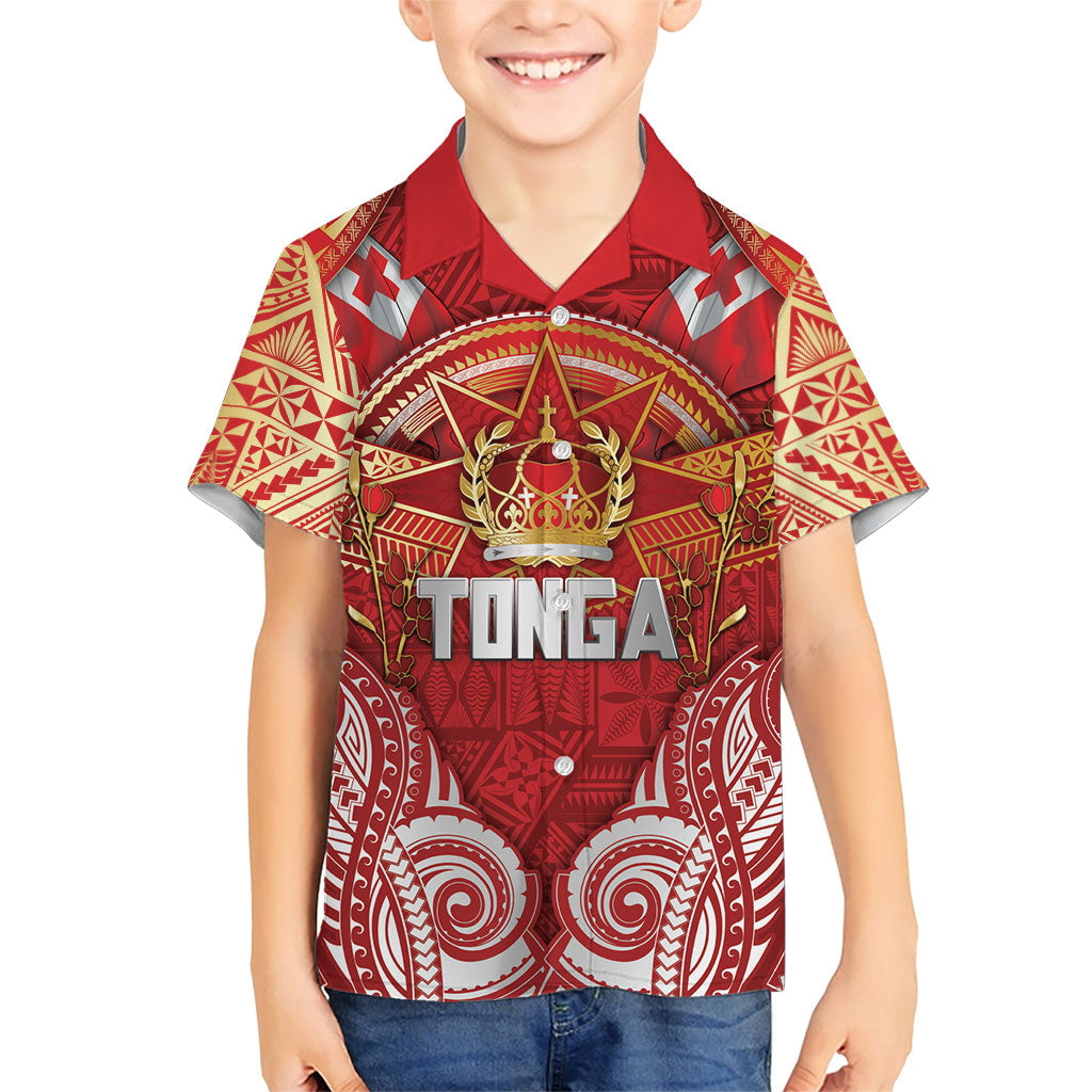 Tonga King's Birthday Hawaiian Shirt Gold Royal Crown Tribal Patterns DT05 - Polynesian Pride