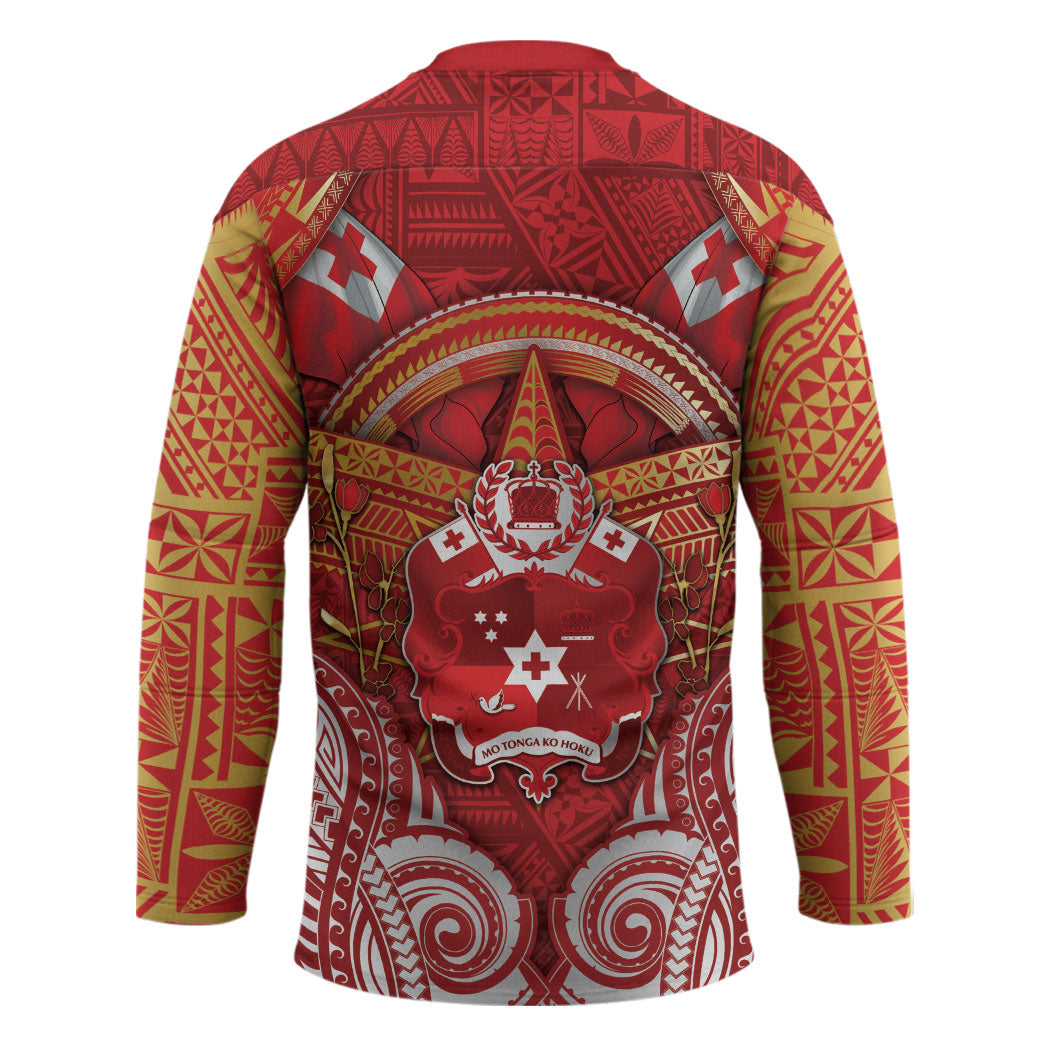 Tonga King's Birthday Hockey Jersey Gold Royal Crown Tribal Patterns DT05 - Polynesian Pride