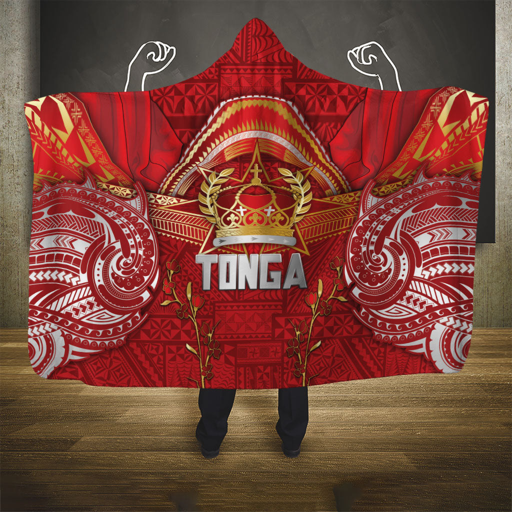 Tonga King's Birthday Hooded Blanket Gold Royal Crown Tribal Patterns DT05 - Polynesian Pride