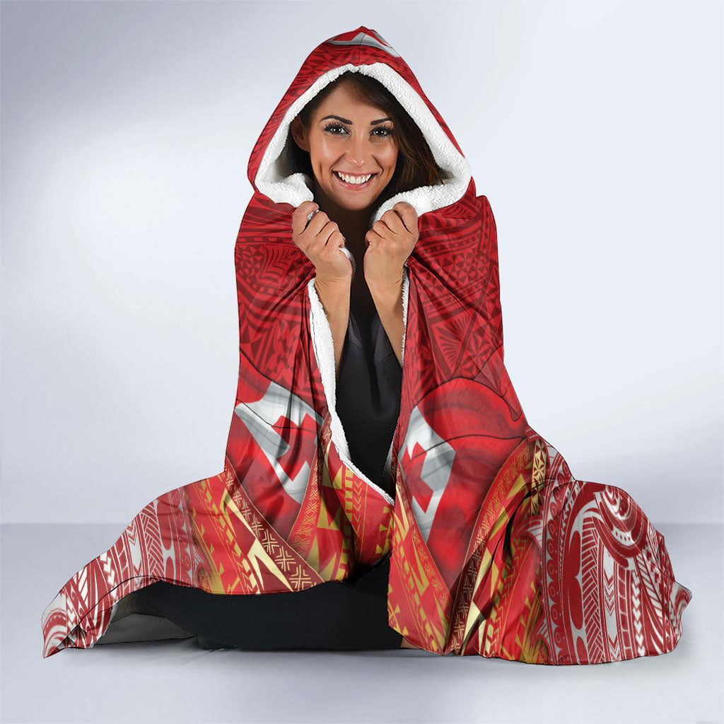 Tonga King's Birthday Hooded Blanket Gold Royal Crown Tribal Patterns DT05 - Polynesian Pride
