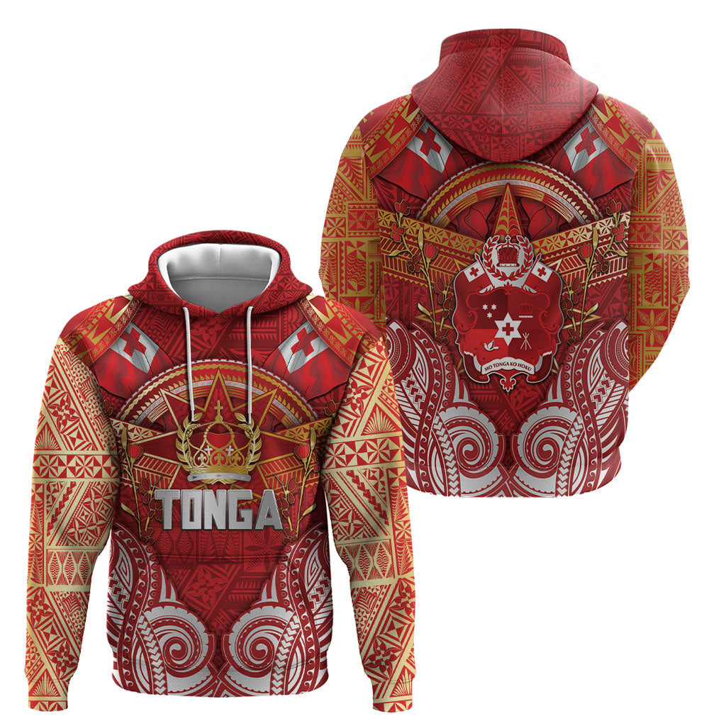 Tonga King's Birthday Hoodie Gold Royal Crown Tribal Patterns DT05 - Polynesian Pride