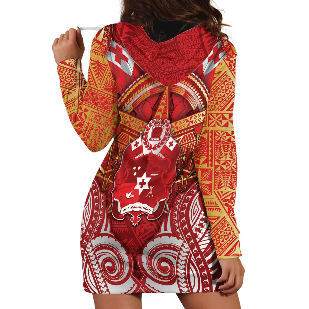 Tonga King's Birthday Hoodie Dress Gold Royal Crown Tribal Patterns DT05 - Polynesian Pride