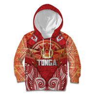 Tonga King's Birthday Kid Hoodie Gold Royal Crown Tribal Patterns DT05 Hoodie Red - Polynesian Pride
