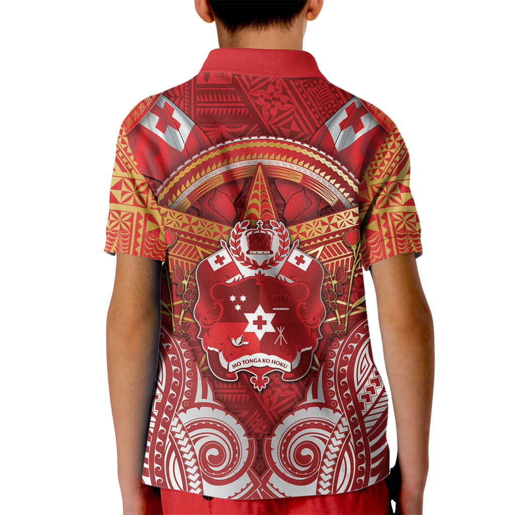 Tonga King's Birthday Kid Polo Shirt Gold Royal Crown Tribal Patterns DT05 - Polynesian Pride