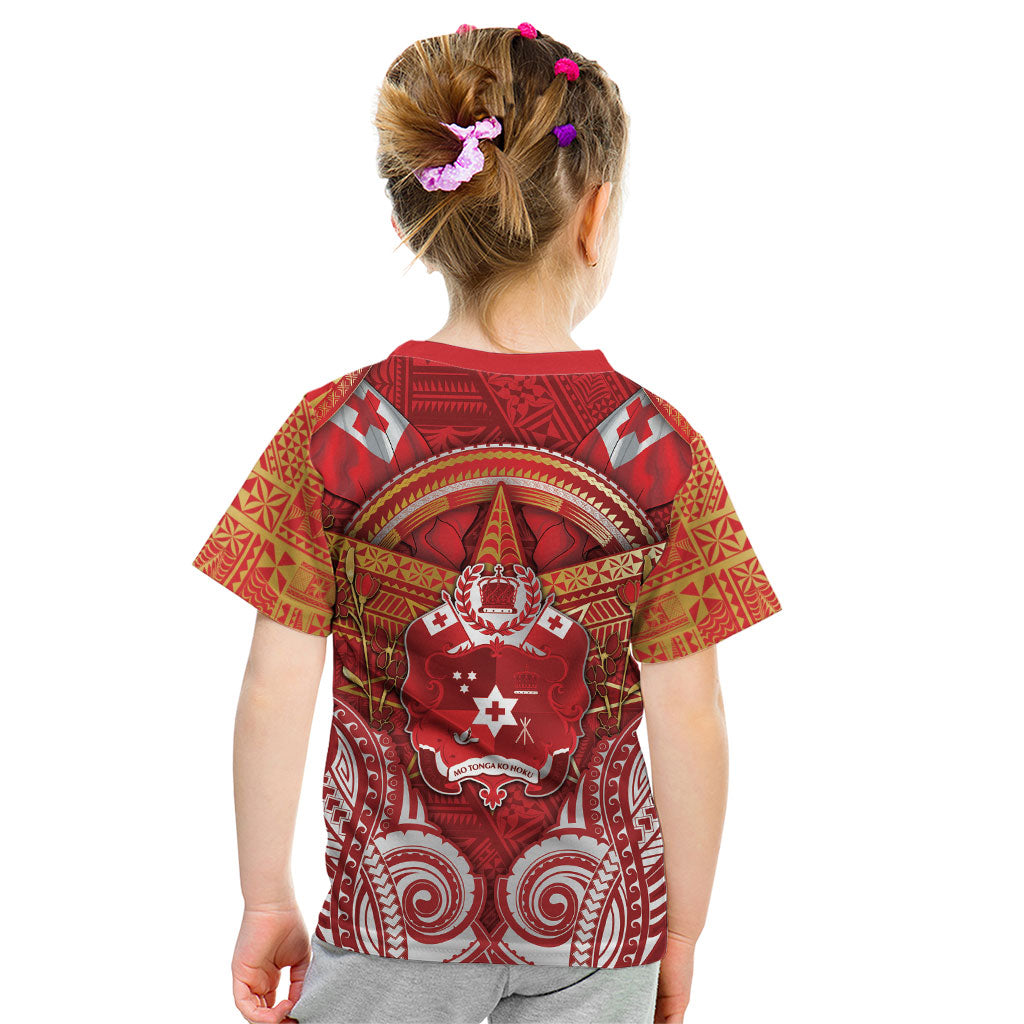 Tonga King's Birthday Kid T Shirt Gold Royal Crown Tribal Patterns DT05 - Polynesian Pride