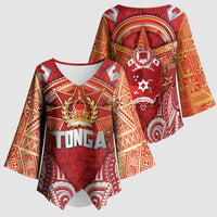 Tonga King's Birthday Kimono Sleeve Blouse Gold Royal Crown Tribal Patterns DT05 - Polynesian Pride