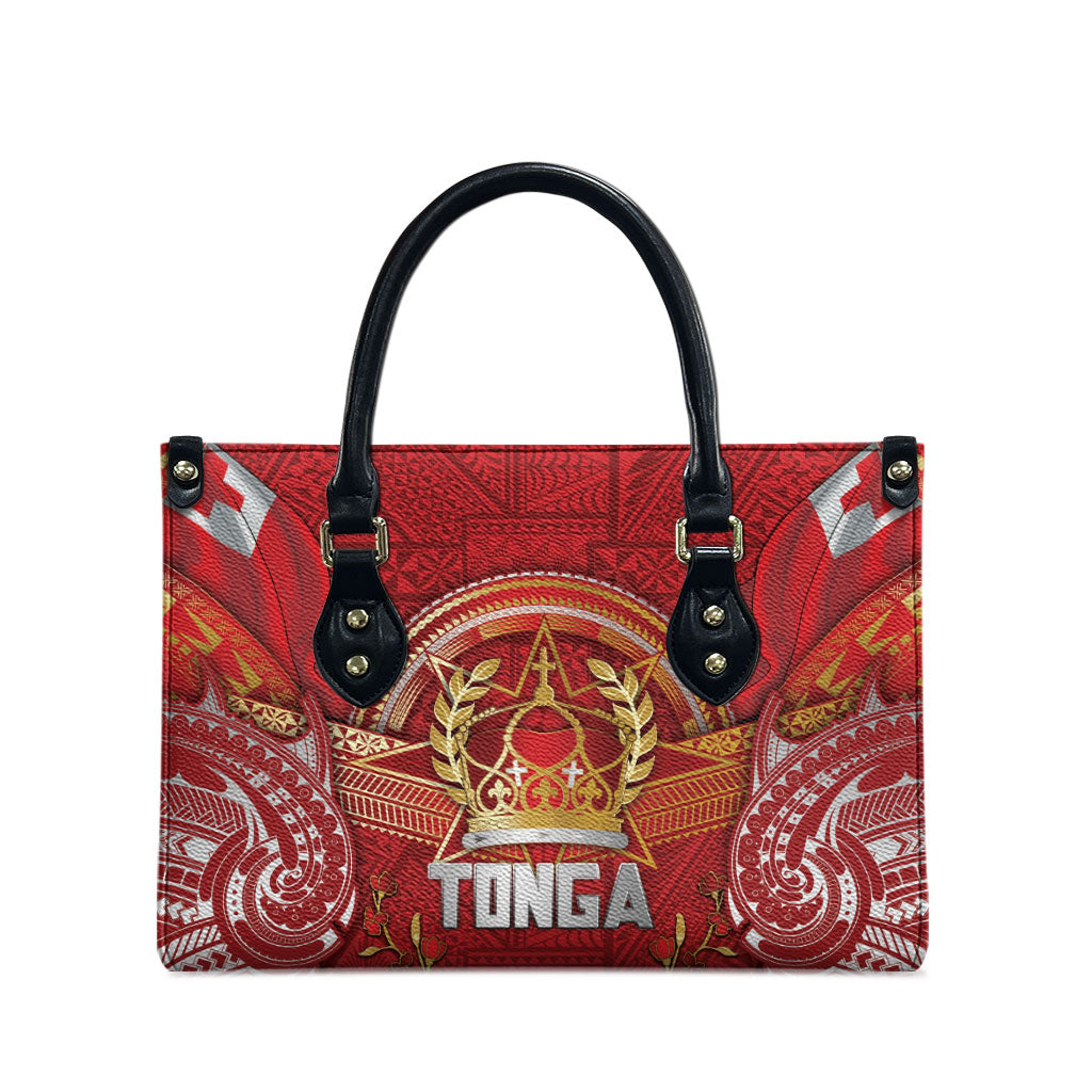 Tonga King's Birthday Leather Bag Gold Royal Crown Tribal Patterns DT05 - Polynesian Pride