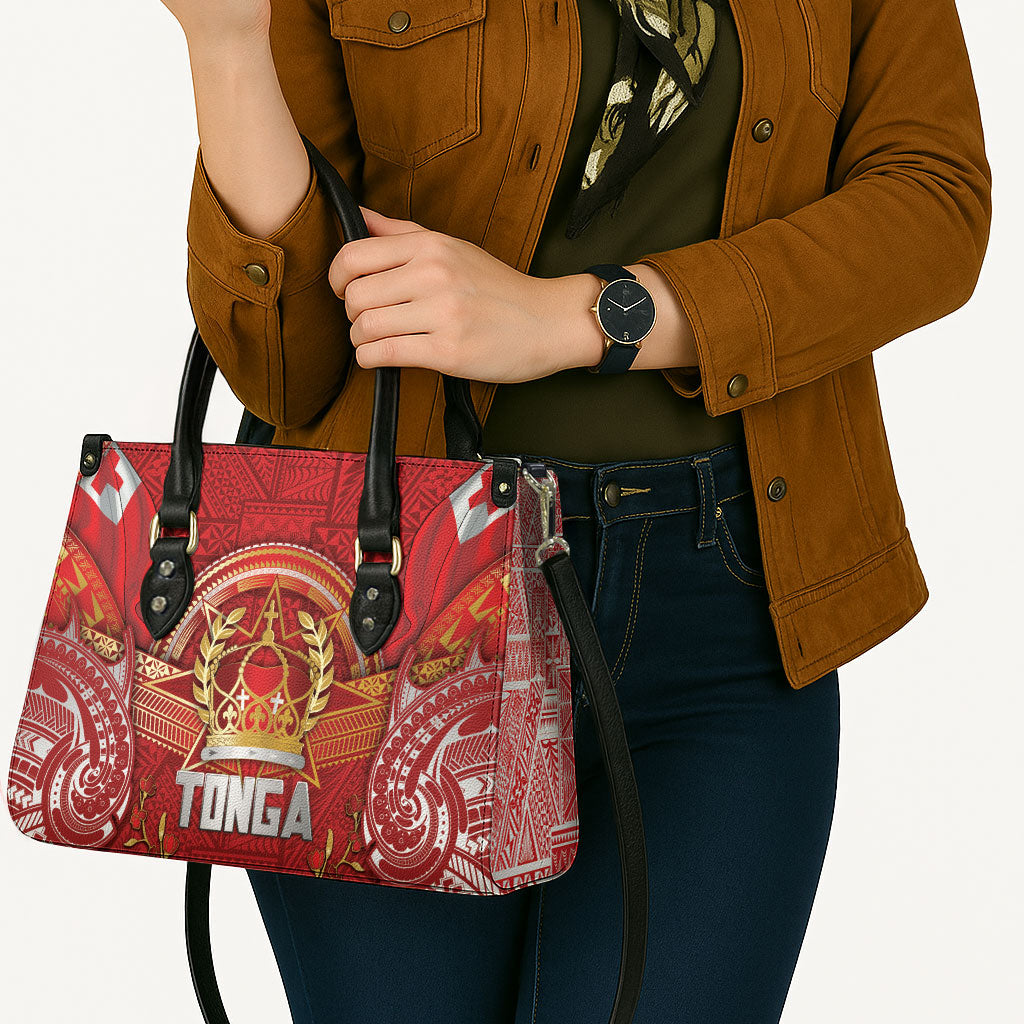 Tonga King's Birthday Leather Bag Gold Royal Crown Tribal Patterns DT05 - Polynesian Pride