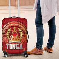 Tonga King's Birthday Luggage Cover Gold Royal Crown Tribal Patterns DT05 Red - Polynesian Pride