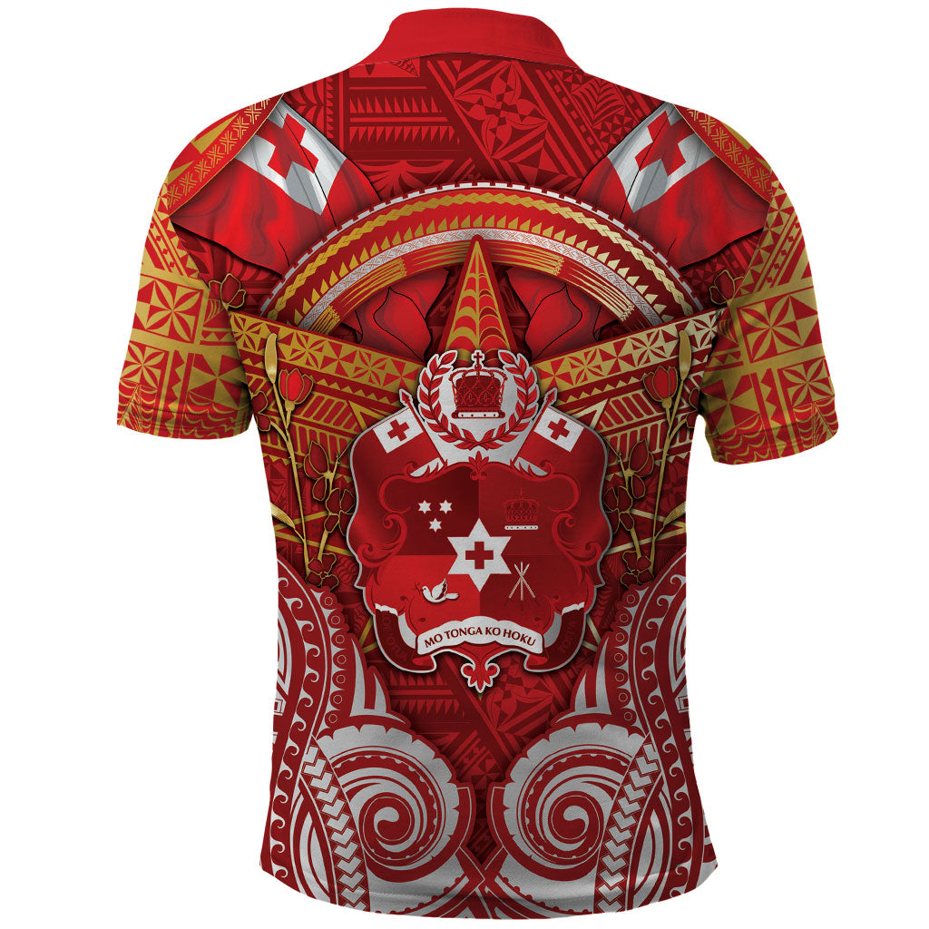 Tonga King's Birthday Polo Shirt Gold Royal Crown Tribal Patterns DT05 - Polynesian Pride