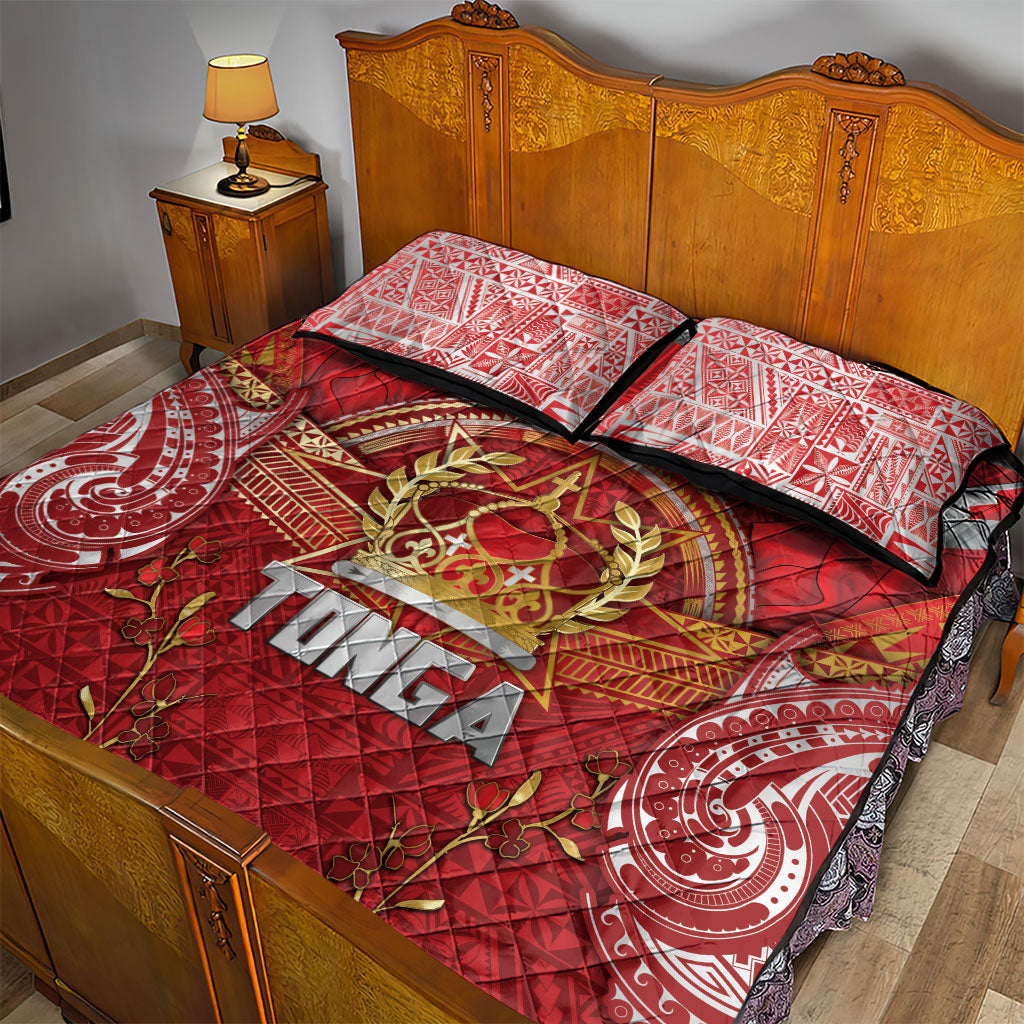Tonga King's Birthday Quilt Bed Set Gold Royal Crown Tribal Patterns DT05 - Polynesian Pride