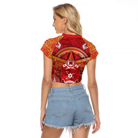 Tonga King's Birthday Raglan Cropped T Shirt Gold Royal Crown Tribal Patterns DT05 - Polynesian Pride