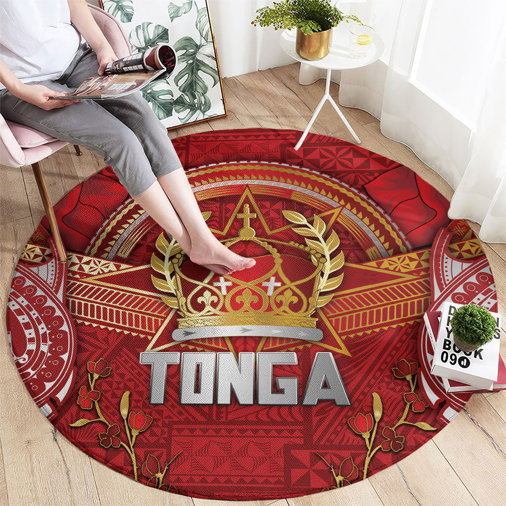 Tonga King's Birthday Round Carpet Gold Royal Crown Tribal Patterns DT05 - Polynesian Pride