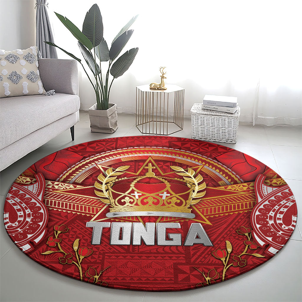 Tonga King's Birthday Round Carpet Gold Royal Crown Tribal Patterns DT05 - Polynesian Pride