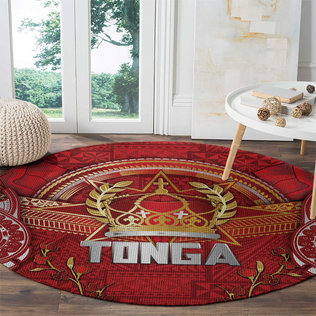 Tonga King's Birthday Round Carpet Gold Royal Crown Tribal Patterns DT05 - Polynesian Pride
