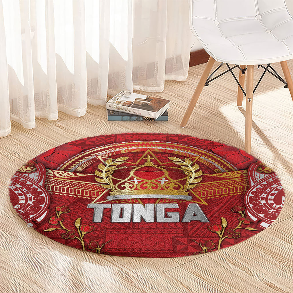 Tonga King's Birthday Round Carpet Gold Royal Crown Tribal Patterns DT05 - Polynesian Pride