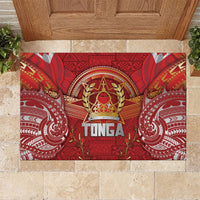 Tonga King's Birthday Rubber Doormat Gold Royal Crown Tribal Patterns DT05 Red - Polynesian Pride