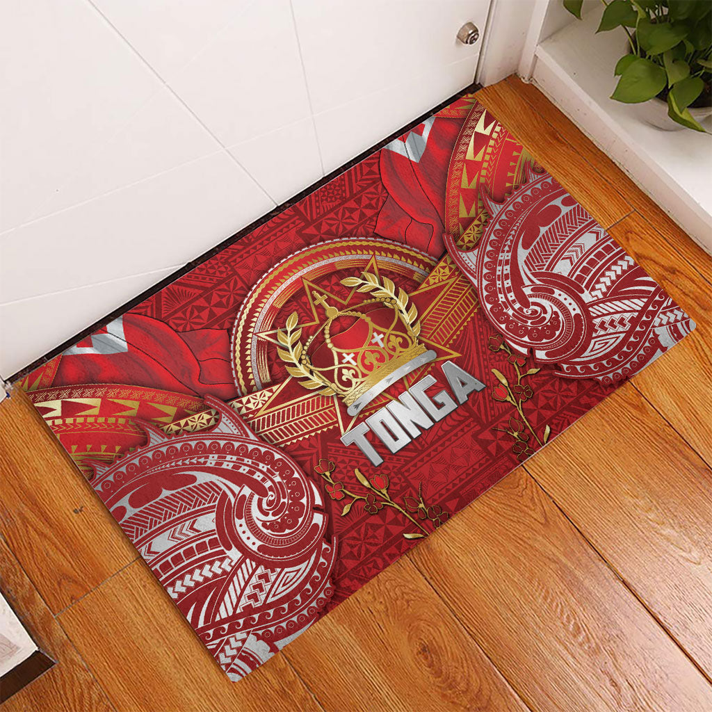 Tonga King's Birthday Rubber Doormat Gold Royal Crown Tribal Patterns DT05 - Polynesian Pride