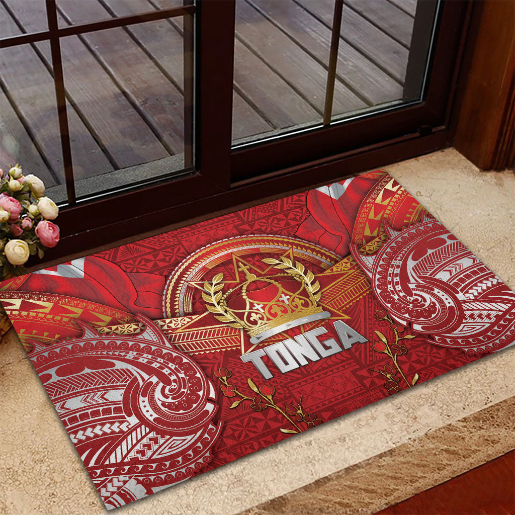 Tonga King's Birthday Rubber Doormat Gold Royal Crown Tribal Patterns DT05 - Polynesian Pride